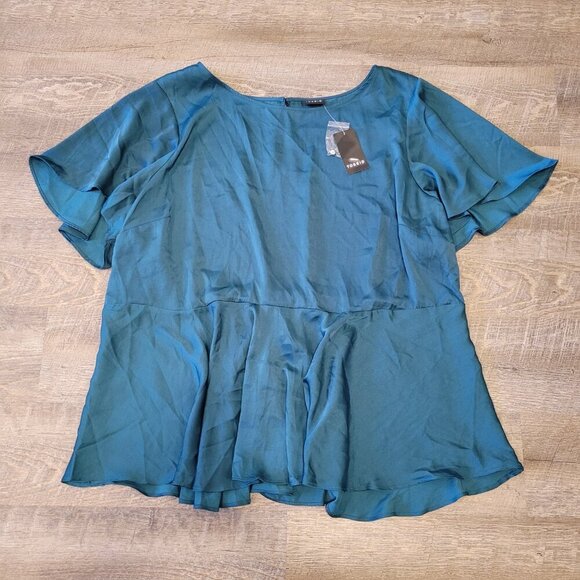 NWT TORRID | Teal Short Sleeve Charm Blouse | Sz. 3X - Picture 3 of 7